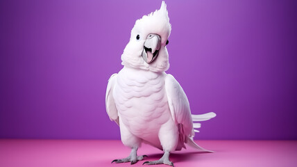Portrait shot of white parrot bird