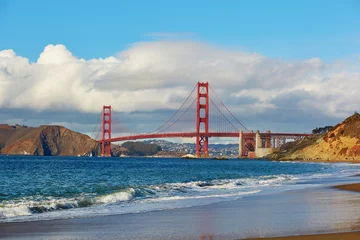 Printed kitchen splashbacks Baker Beach, San Francisco Scenic view of Golden Gate bridge from Baker beach in San Francisco, California, USA