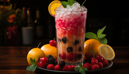 Freshness and summer in a glass, fruity mojito refreshment generated by AI