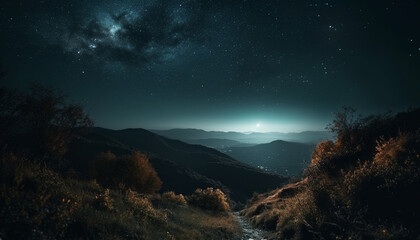Obraz premium Milky Way night, nature galaxy, astronomy mountain star space generated by AI