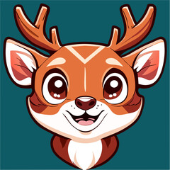 Funny and Cute Cartoon Christmas Deer Wear Christmas