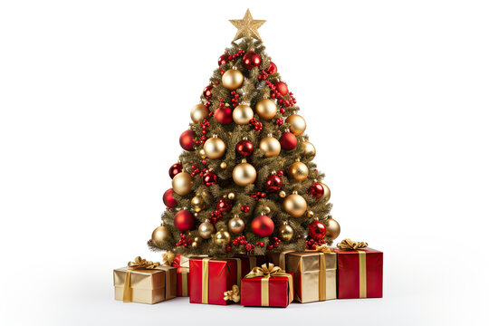 christmas tree with gifts photo isolated on white background