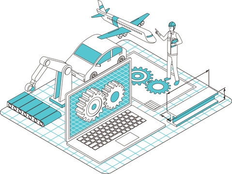 機械CAD設計のイメージイラスト