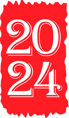 New year 2024 modern style typography transparent