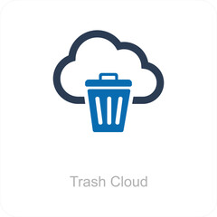 Trash Cloud and cloud icon concept