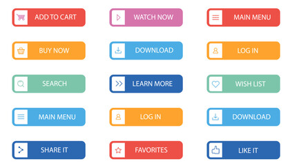 Flat design call to action button set