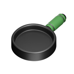 3d frying pan empty equipment icon Isolated green