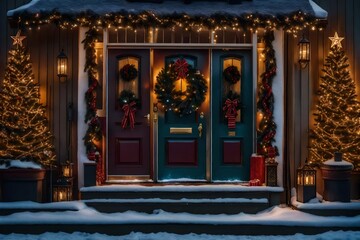 christmas tree in front of the house