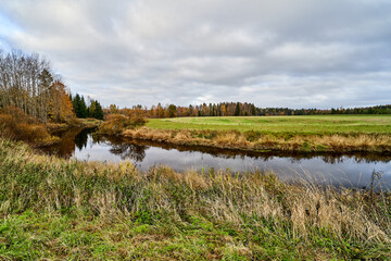 Tranquil river scenery in late autumn