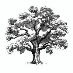 Beautiful stock illustration with hand drawn forest tree.