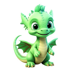 Fototapeta premium Minimalistic 3d cute baby dragon Animal Illustration on transpernt Background