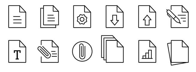 Document line icon set. Simple documents symbol collection isolated elements.