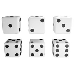 All view dice clipart flat design icon isolated on transparent background, 3D render entertainment and board game concept