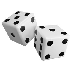 Double dice clipart flat design icon isolated on transparent background, 3D render entertainment and board game concept
