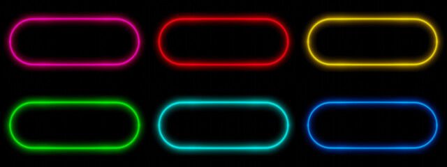 Night advertising sign neon frame on black background. 3d rendering