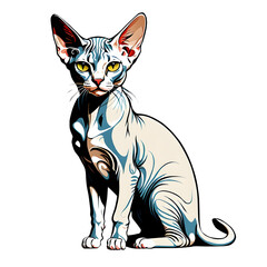 Illustrations, drawings about A Sphinx cat with a beautiful appearance. ai generative