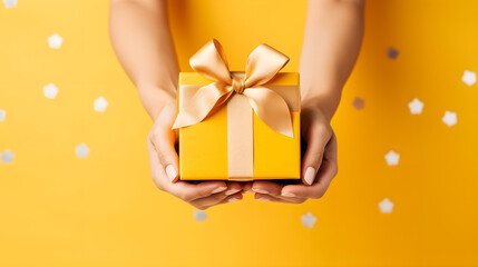 Gift box with bow on isolated background