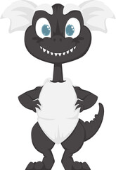 Mystical, fabulous funny black dinosaur. Cartoon style