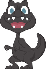 Mystical, fabulous funny black dinosaur. Cartoon style