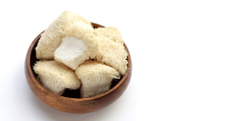 Fresh lion's mane mushroom. (Yamabushitake Mushroom)