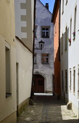 Narrow Street in the Old Town of Regensburg, Bavaria