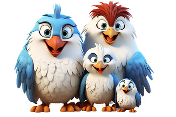 Obraz premium 3d cute cartoon eagle family clipart sublimation png