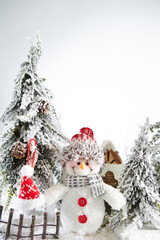 snowman with christmas tree