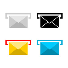 Set mail box with paper envelope icon flat vector design