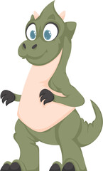 Mystical, fabulous funny green dinosaur. Cartoon style