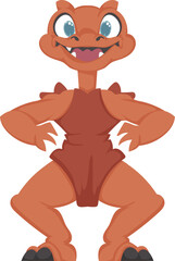 Mystical, fabulous funny orange dinosaur. Cartoon style