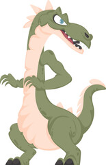 Mystical, fabulous funny green dinosaur. Cartoon style