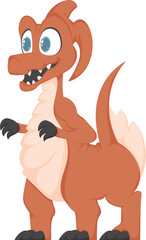 Mystical, fabulous funny orange dinosaur. Cartoon style