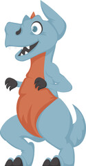 Mystical, fabulous funny blue dinosaur. Cartoon style