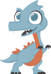 Mystical, fabulous funny blue dinosaur. Cartoon style