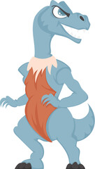 Mystical, fabulous funny blue dinosaur. Cartoon style