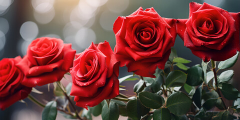 Love's Radiance Red Roses Bokeh Brings Passion to Your Valentine's Celebration Whispers of Romance background generative ai