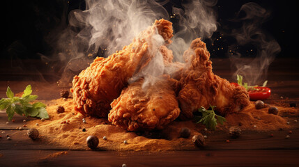 Delicious bouncy fried chicken ready to eat