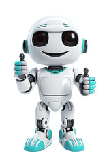 friendly robot giving thumbs up white isolated background