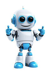 friendly robot giving thumbs up white isolated background