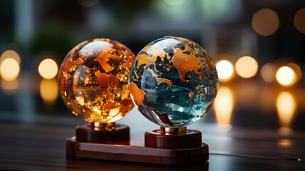 Top View New Year Globes Glass , Happy New Year Background ,Hd Background - obrazy, fototapety, plakaty