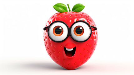 Obraz premium 3D isolate on a white background strawberry. Generative AI,