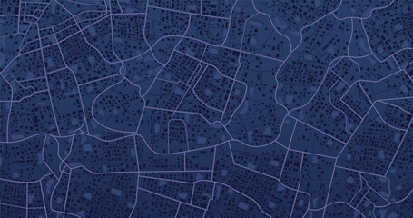 Blue city area, background map, streets. Skyline urban panorama. Cartography illustration. Abstract transportation background, street map. Widescreen proportion, digital design street map. Vector