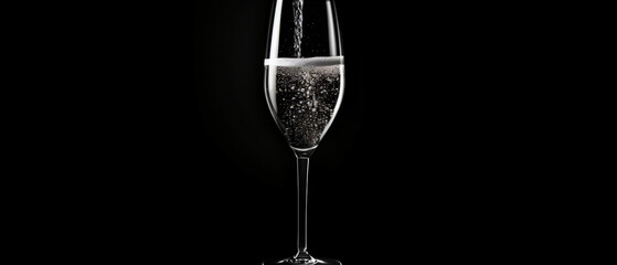 Empty glass of champagne isolated on black background