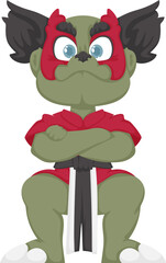 Cartoon funny and fairy green chinese dragon. Cartoon style