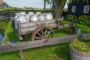 Obraz premium Old milk canisters in Zaandam, Netherlands