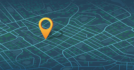 Destinations. Gps tracking map. Track navigation pins on street maps, navigate mapping technology and locate position pin. Futuristic travel gps map or location navigator vector illustration