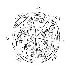 delicious pizza line art illustration