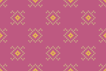 Pink Cross stitch colorful geometric traditional ethnic pattern Ikat seamless pattern border abstract design for fabric print cloth dress carpet curtains and sarong Aztec African Indian Indonesian