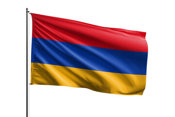 Fototapeta premium 3d illustration flag of Armenia. Armenia flag waving isolated on white background with clipping path. flag frame with empty space for your text.