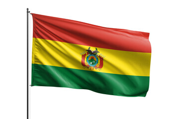 3d illustration flag of Bolivia. Bolivia flag waving isolated on white background with clipping path. flag frame with empty space for your text.